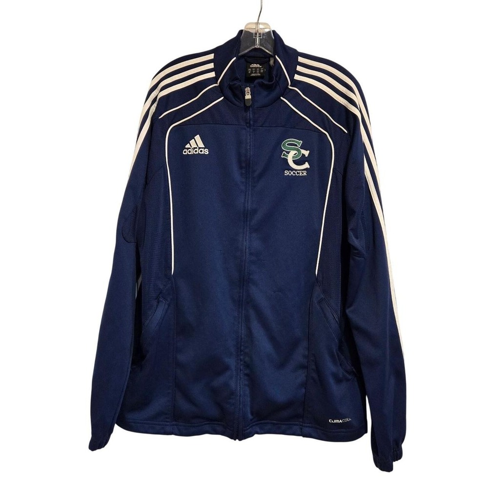 adidas ClimaCool SC Soccer Navy White Full Zip Track Jacket Size L